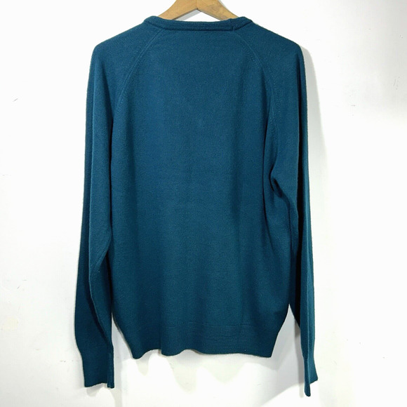 Vintage Christian Dior Sweater Orlon Acrylic V Neck Blue USA Made Mens L - Picture 2 of 8